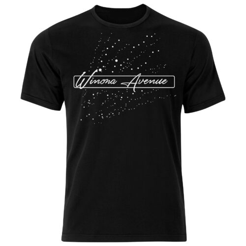 Winona Avenue black cursive stars t-shirt.