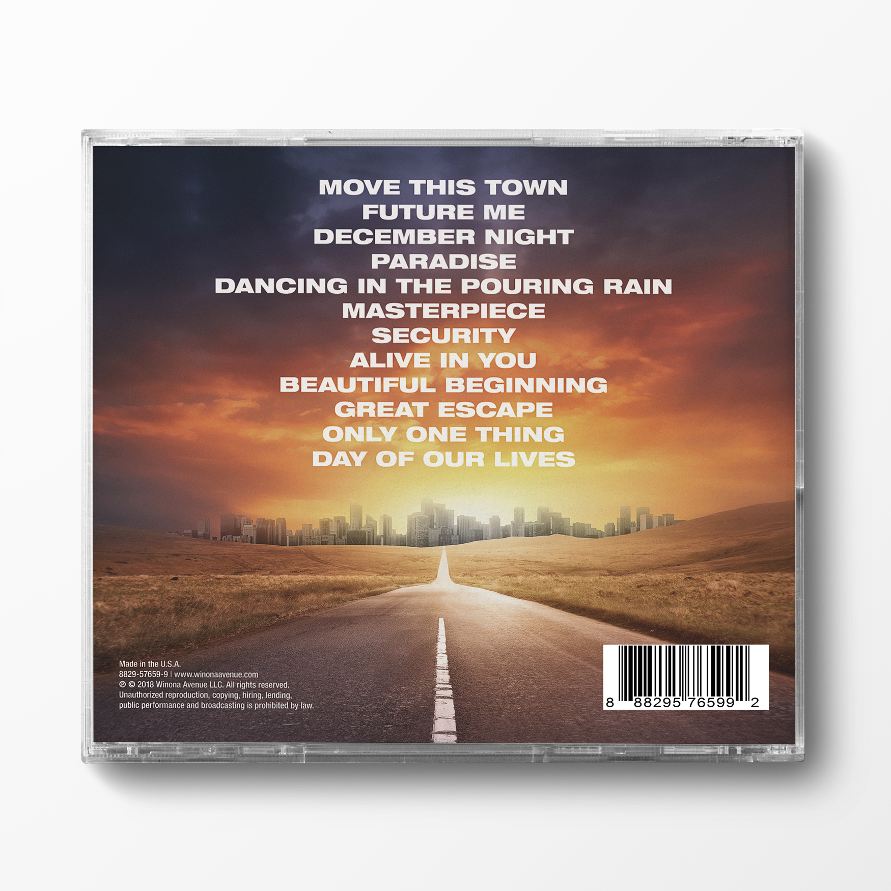 Back of Winona Avenue self-titled CD case.